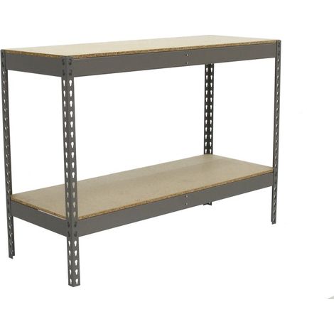 Estantería metálica sin tornillos SIMONRACK de 2 estantes (90x120x60cm) GRIS Y MADERA (1/6)