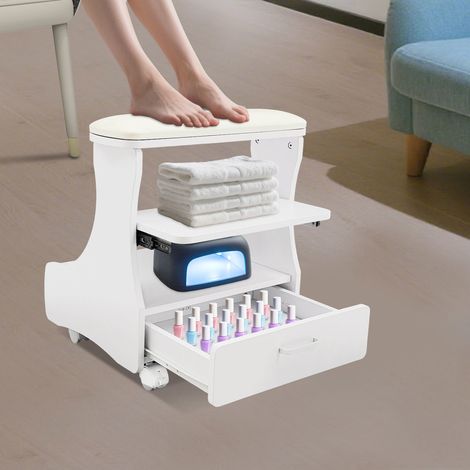 YISSALE - Tabouret de bain de pieds avec roulettes – Capacité 20 kg – MDF et PVC – Design moderne pour manucure et massage (1/5)