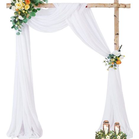 GROOFOO 1pc panneaux de tissu blanc pour arche de mariage - 70300cm - Tissu en mousseline de soie - Décoration de mariage, cérémonie, plafond, arche, rideau de décoration (1/5)