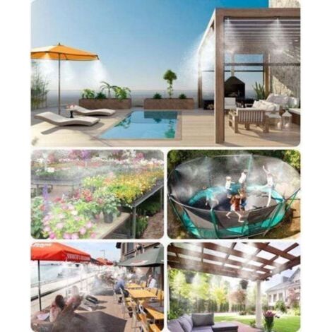 Brumisateur Exterieur, 18M Brumisateur Terrasse avec 20 Buse Brumisateur +6 Buses de Rechange+1Adaptateur (en Laiton, 3/4\ (1/5)