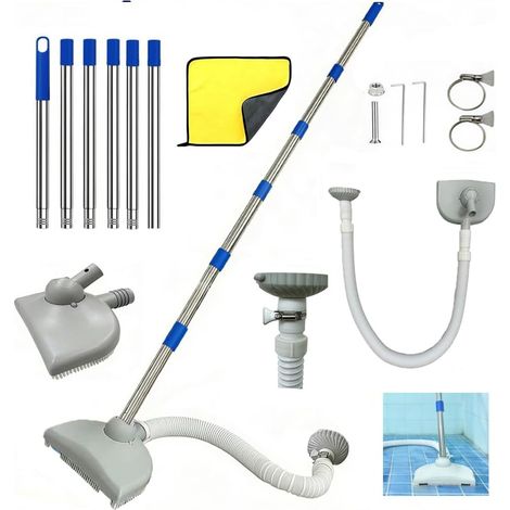 Pool Floor Cleaner with Retractable Hose 350 cm, Inflatable Pool Vacuum Cleaner, Floor Vacuum Cleaner with Telescopic Rod 230 cm (1/5)