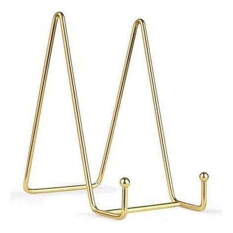 2 Pack,6 Pouces Supports de Plaque pour Affichage, amélioré Or présentoir Fer chevalet Support Photo Cadre Titulaire métal Supports pour Photo, Assiette décorative, tablettes et Art