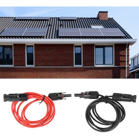 2 Meter langes Photovoltaik-Verlängerungskabel für Solarmodule, 2,5 Quadratmillimeter Draht, hocheffizientes 12AWG Solar-Verlängerungskabel, rot + schwarz. (1/5)