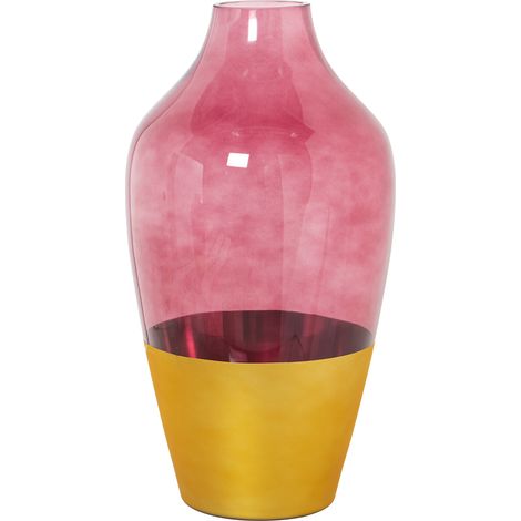 Vase en Verre Doré/Rouge °18X35 Cm, Bouche : °6,5-Base : °10,5 (1/2)