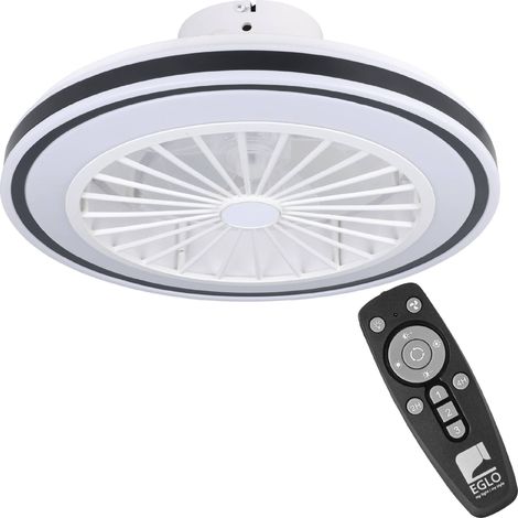 EGLO Deckenventilator mit LED Beleuchtung Almeria, Ventilator Decke dimmbar mit Fernbedienung, Timer, 3 Geschwindigkeiten, Kunststoff in schwarz-weiß, AC Motor, warmweiß - kaltweiß, Ø 48 cm