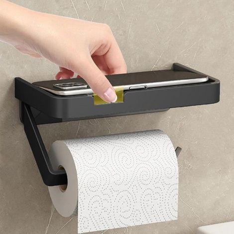 Wandhalterung für Toilettenpapier mit praktischem Ablagefach, papierabroller ohne Bohren. (1/5)