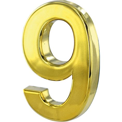 Numero civico adesivo 9, altezza 50 mm, finitura ottone – THIRARD (1/2)