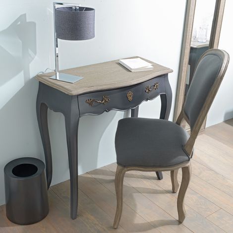 Amadeus - Petit bureau en chêne gris L83 cm Murano Céleste (1/4)