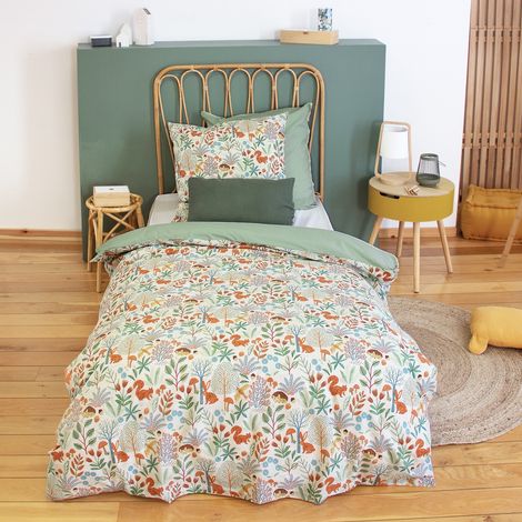 Ropa de cama de algodón reversible impreso otoño, 1 plaza (1/5)