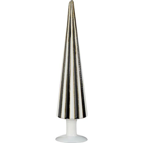 Sapin de Noël Décoratif en Verre Noir et Blanc Design Moderne pour Cheminée H 40 cm - PANGIVO (1/3)