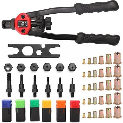Riveting pliers, blind riveter, riveting tools with nut adjustment system and interchangeable mandrels M3, M4, M5, M6, M8, M10 – Threaded insert pliers (1/5)