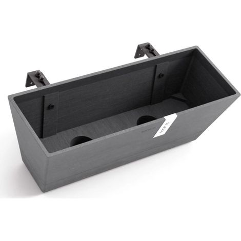 Ecopots Bewässerungsblumenkasten Bruges Balcony 48 cm grau zum Aufhängen
