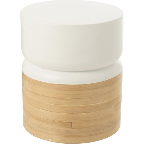 Table d'Appoint en Bambou "Socorro" 47cm Blanc & Naturel (1/5)