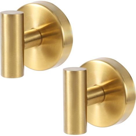 2 ganchos de ducha con ventosa，ganchos de acero inoxidable para toallas，ganchos para toallas de cocina para vidrio，corona (dorado) (1/5)
