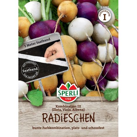 Sperli Radieschen Kombination III - Zlata, Viola, Albena - Saatband - Gemüsesamen (1/2)