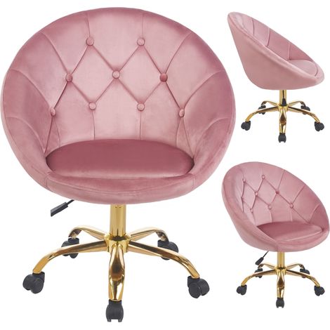 Elegante poltrona girevole in velluto con ruote RUNDO rosa JUMIhome