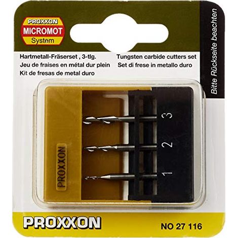 Set di frese in metallo duro integrale PROXXON (3 pezzi) - 27116 (1/4)