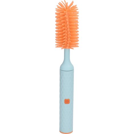 Brosse de nettoyage pour biberons IP65 étanche, électrique, 2 vitesses, poils en silicone rotatifs, ensemble de brosses pour pailles en silicone, bleue (1/5)