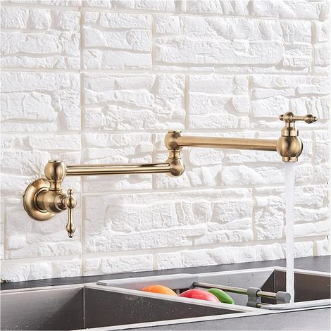 Robinet de cuisine remplisseur de pot Évier de cuisine rotatif noir robinet d'eau froide robinet de lavabo en laiton massif robinets pivotants robinet de remplissage de Pot mural ( Color : 1 UK , Size (1/5)