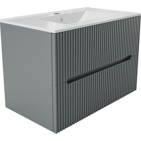 Mobile sospeso 80 cm con lavabo incorporato Striato Grigio - PAVANI
