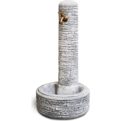 Fontana da Giardino Senza Rubinetto in Cemento Granulato di Marmo Brumano Grigio
