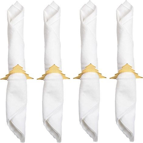 Lot de 4 Ronds de Serviette Sapin de Noël en Métal Doré pour Décoration de Table - PANGIVO (1/3)