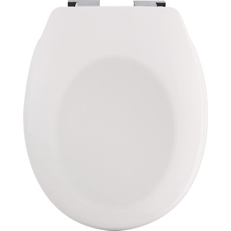Spirella - Sedile WC Rigido Termico Neela - Cerniere in ABS Cromato, Coperchio WC con Freno anticaduta, Chiusura rallentata - 44 x 37 x 3 cm - Bianco Opaco (1/5)