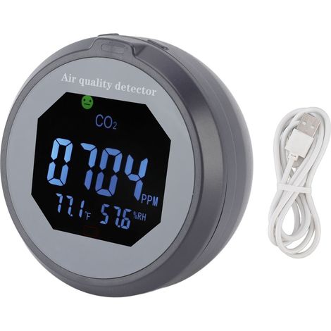 Détecteur Qualité Air Capteur CO2 Température Humidité Alarme Sonore Lumineuse Écran Couleur Recharge USB Compact Bureau (1/5)