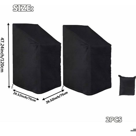 Lot de 2 Housses de Chaises de Jardin 75x75x120cm Oxford 210D Imperméable (1/3)