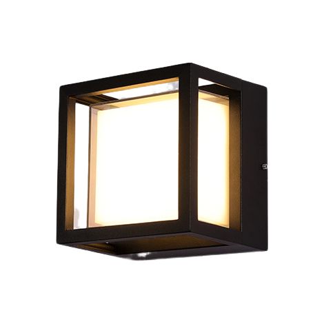Lampadaire blanc chaud LED 18W, idéal pour terrasse ou entrée, IP65, noir, aluminium, d'extérieur (longueur : 16 x largeur : 16 x hauteur : 12 cm) (1/5)