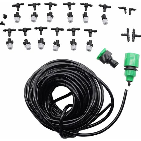 Kit d'arrosage 10m avec 12 buses, système de brumisation et refroidissement pour jardin, pelouse et terrasse, tuyau PE 4/7mm (1/5)