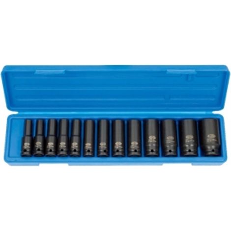 Schlagschrauber Nuss Set 1/2 Zoll, 10-30 mm, tief, 13-teilig, Cr-Mo (1/5)