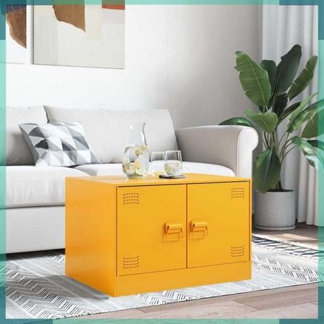 841730 Table basse Jaune moutarde 67x50x44 cm acier (1/5)