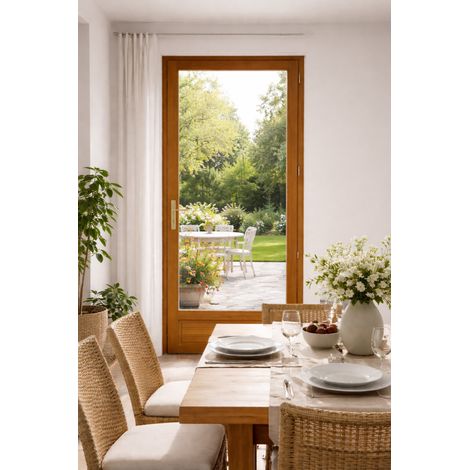 Porta in legno a un'anta Altezza 215 X Larghezza 90 Guida a destra (dimensioni della tabella)+ maniglia e barilotto
