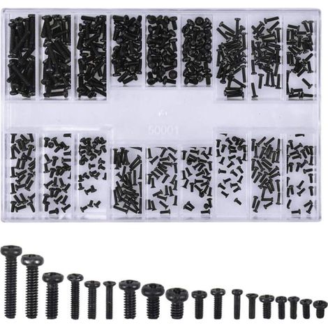 Kit de 500 vis tte ronde universelles pour ordinateur portable M1.2 M1.4 M2 noir Label (1/4)
