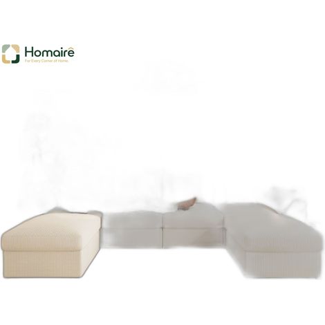 Canapé modulable en velours côtelé beige avec accoudoirs 290 x 159,5 x 89 cm HOMAIRE (1/5)