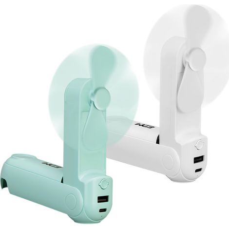 Ventilador de mano plegable, linterna,powerbank, soporte smartphone, colores surtidos, 3,7 x 11,9 cm