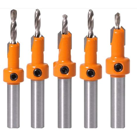 5pcs foret chanfrein à bois chanfrein compteur HSS foret conique foret (1/5)