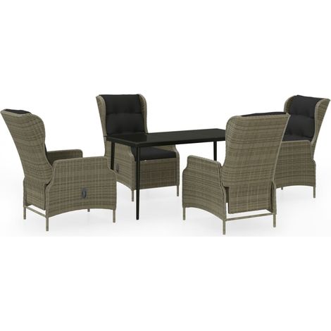 Set da pranzo da giardino con mobili da esterno da 5 pezzi marrone 020013822