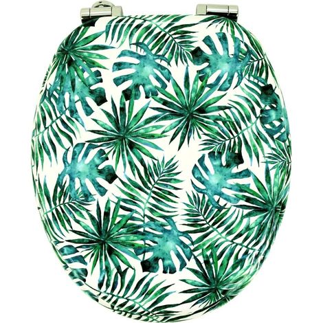 Sedile wc copri vater universale frizionato fantasia in mdf chiusura rallentata fantasia piante - confezione 1