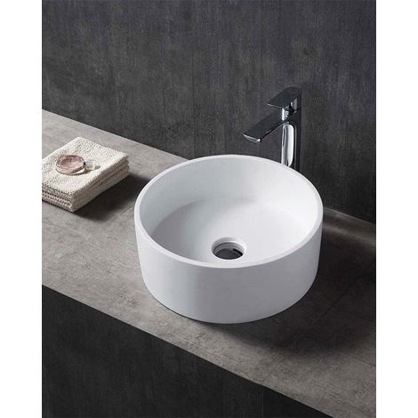 Lavabo 40 cm da appoggio Torino solid surface bianco opaco (1/5)