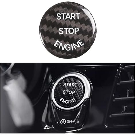 Couvercle De Bouton-Poussoir De Démarrage De Voiture, Cache Pour Bouton Démarrage/Arrêt Du Moteur Voiture En Fibre Carbone, Accessoires D'intérieur Voiture Pour Différents Modèles(Noir) (1/5)