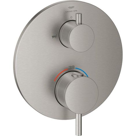 Grohe Atrio Mitigeur thermostatique 2 sorties bain/douchette à main avec inverseur Finition inox brossé infinity, 24359DC0 (1/3)