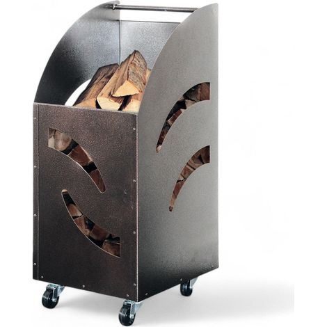 Carrello portalegna camino in ferro verniciato smontabile design salvaspazio 32x42x80h robusto trasporto legna