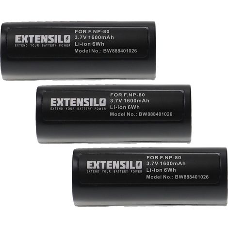 EXTENSILO 3x Akku kompatibel mit Fujifilm FinePix MX-6900, MX-6800 Kamera (1600 mAh, 3,7 V, Li-Ion) (1/3)