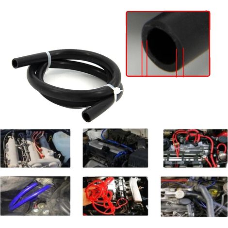 Tubo de vacío de silicona, 2 m de longitud, aplicación universal, diámetro interior 8 mm, color negro. (1/2)