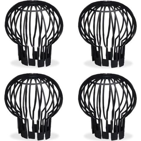 Dachrinnenfilter, praktisches 4er-Set, Kunststoff, Sieb, Schutz, Wasserablauf, Ø 12 cm, schwarz