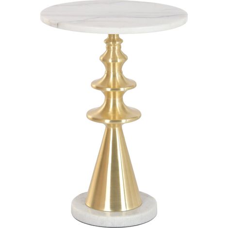 Mesita Auxiliar Marmol Metal 41X41X58 Blanco (1/5)