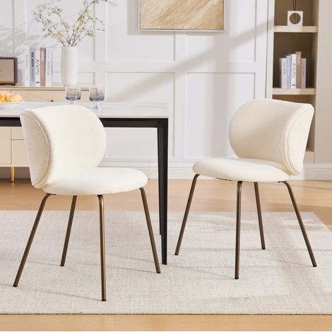 Chaise salle manger chenille dossier courbé crème OKMYHOME (1/5)