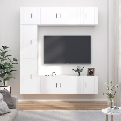 7-tlg. TV-Schrank-Set Weiß Holzwerkstoff